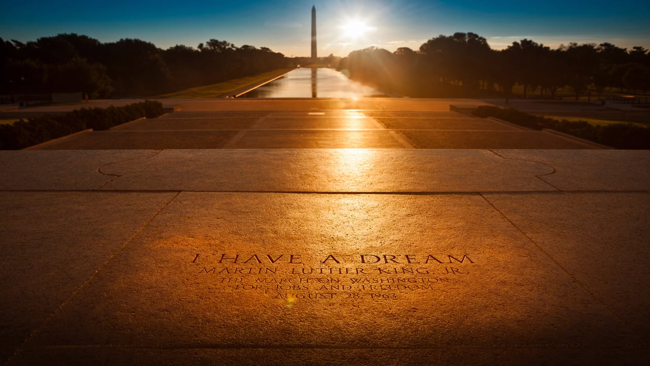 'I Have a Dream' inscription at the location of Dr. Martin Luther King Jr.'s speech on the steps of the Lincoln Memorial in Washington, DC (© Pgiam/Getty Images)