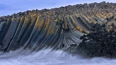 Bing wallpaper July 12, 2025. Basalt columns in Kálfshamarsvík cove, Skagi peninsula, Iceland (© Arterra Picture Library/Alamy Stock Photo)