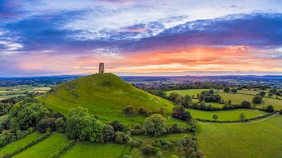 Bing wallpaper June 25, 2025. St. Michael's Church Tower on Glastonbury Tor, Glastonbury, Somerset, England (© Gavin Hellier/Getty Images)