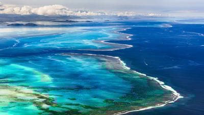 Bing wallpaper June 1, 2025. Barrier reef off Grande Terre, New Caledonia, France (© Karsten Wrobel/Getty Images)