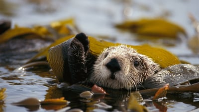 Bing wallpaper May 28, 2025. Sea otter floating in a kelp bed in Alaska Maritime National Wildlife Refuge, United States (© Gerry Ellis/Minden Pictures)