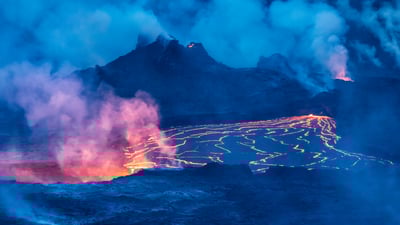 Bing wallpaper April 27, 2025. Halema'uma'u Crater's lava lake, Kīlauea Caldera, Hawai'i Volcanoes National Park, Hawaii (© Stephen Matera/Tandem Stills + Motion)