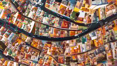 Bing wallpaper July 25, 2025. Aerial view of colorful houses, Las Palmas de Gran Canaria, Spain (© Marco Bottigelli/Getty Images)