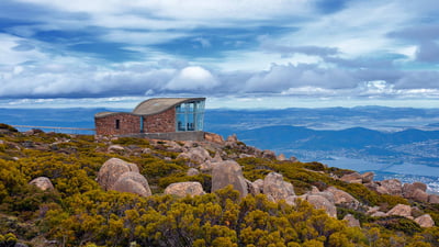 Bing wallpaper August 24, 2020. Mt Wellington observation deck with views of Hobart city, Tasmania (© Tommy Atthi/Getty Images)