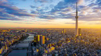 Bing wallpaper July 10, 2025. Tokyo at sunrise, Japan (© pongnathee kluaythong/Getty Images)