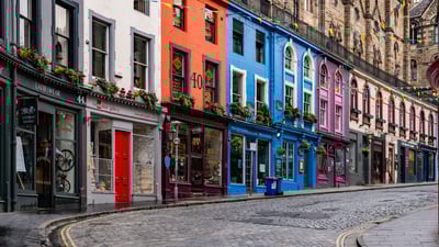 Bing wallpaper June 6, 2025. Victoria Street in Edinburgh, Scotland (© Michael Greene/iStock/Getty Images)